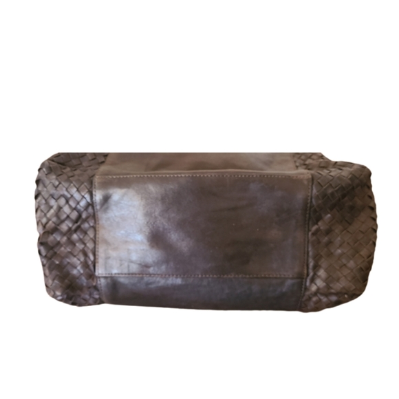 VINTAGE FRANCESCO BIASIA DISTRESSED BROWN LEATHER TOTE BAG - Picture 4 of 6